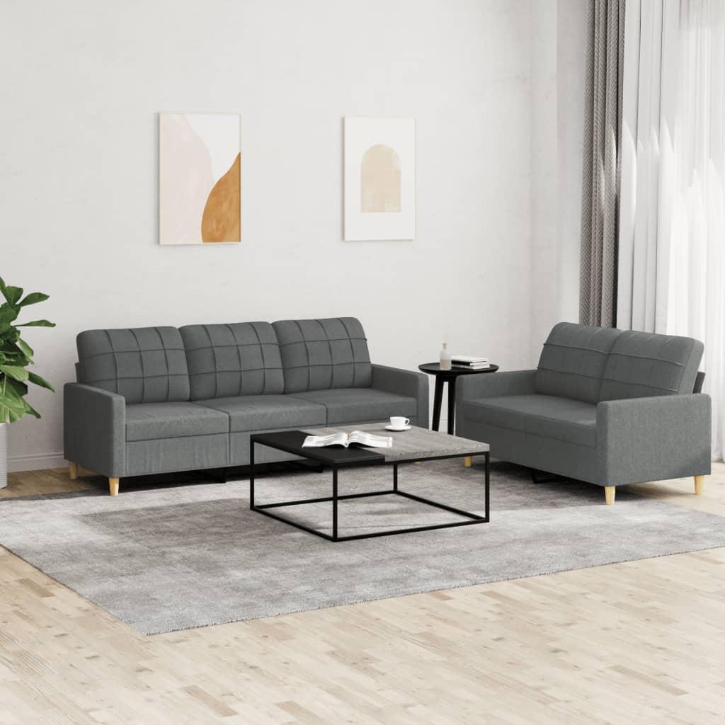 2 personers sofa med hynder stof mørkegrå
