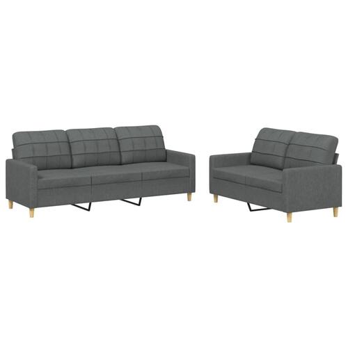 2 personers sofa med hynder stof mørkegrå