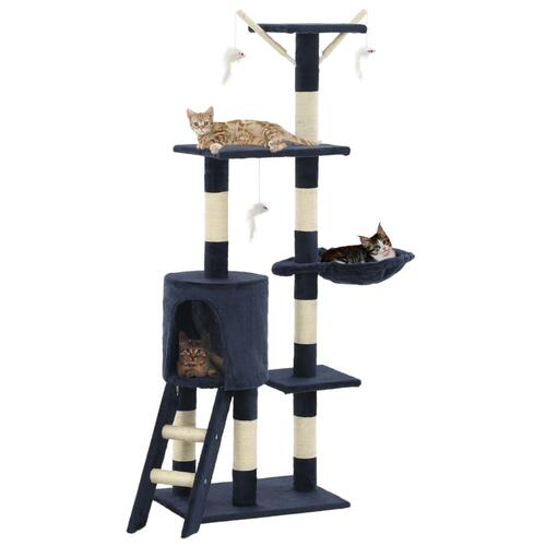 Kradsetræ til katte med sisal-kradsestolper 138 cm mørkeblå