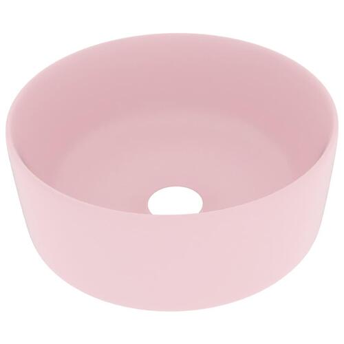 Luksuriøs håndvask 40x15 cm rund keramisk mat pink