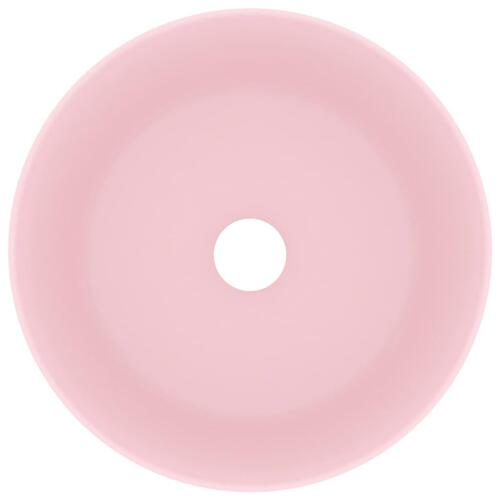 Luksuriøs håndvask 40x15 cm rund keramisk mat pink