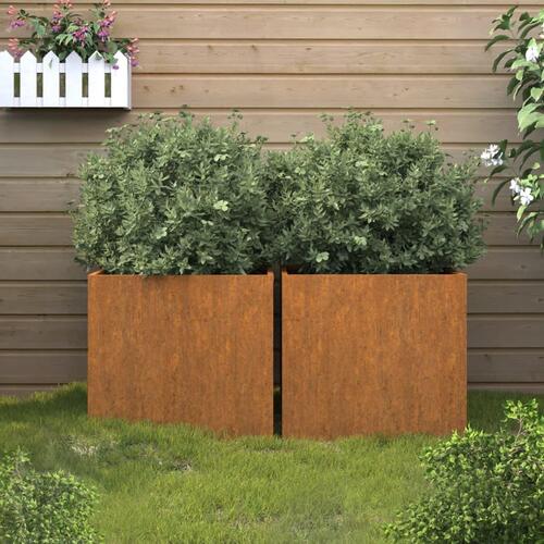 Plantekasser 2 stk. 49x47x46 cm cortenstål