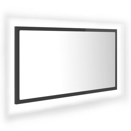 Badeværelsesspejl med LED-lys 80x8,5x37 cm akryl grå højglans