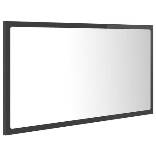 Badeværelsesspejl med LED-lys 80x8,5x37 cm akryl grå højglans