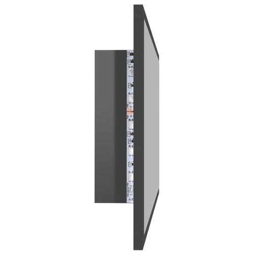 Badeværelsesspejl med LED-lys 80x8,5x37 cm akryl grå højglans