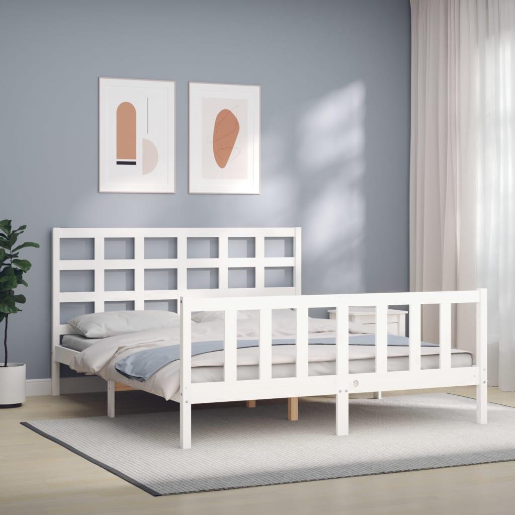 Sengeramme uden madras 160x200 cm massivt fyrretræ hvid