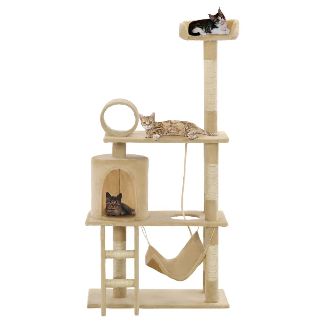 Kradsetræ til katte med sisal-kradsestolper 140 cm beige