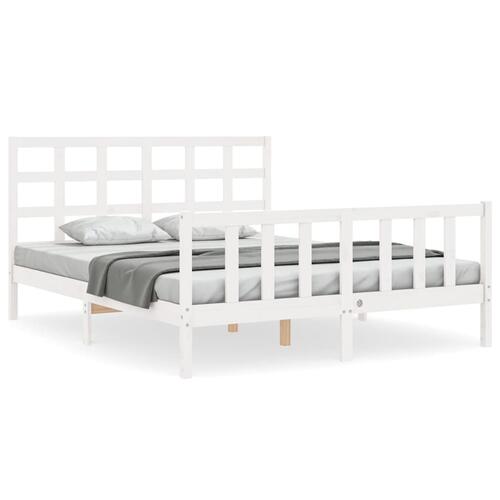 Sengeramme uden madras 160x200 cm massivt fyrretræ hvid