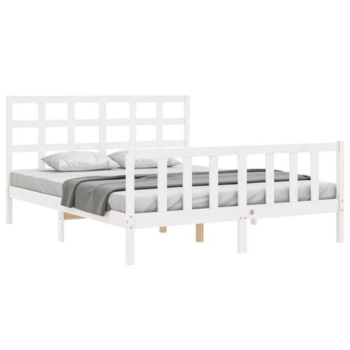 Sengeramme uden madras 160x200 cm massivt fyrretræ hvid