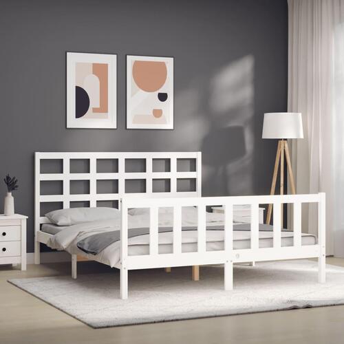 Sengeramme uden madras 160x200 cm massivt fyrretræ hvid