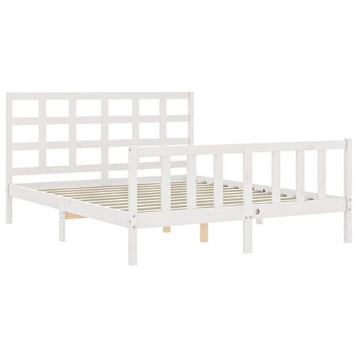 Sengeramme uden madras 160x200 cm massivt fyrretræ hvid