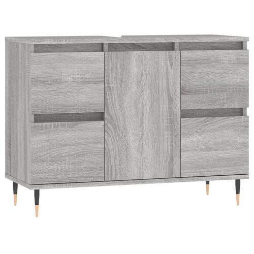 Badeværelsesskab 80x33x60 cm konstrueret træ grå sonoma-eg