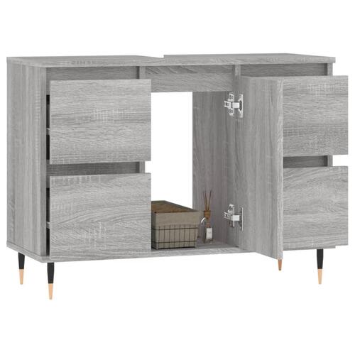 Badeværelsesskab 80x33x60 cm konstrueret træ grå sonoma-eg