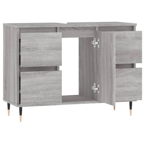 Badeværelsesskab 80x33x60 cm konstrueret træ grå sonoma-eg