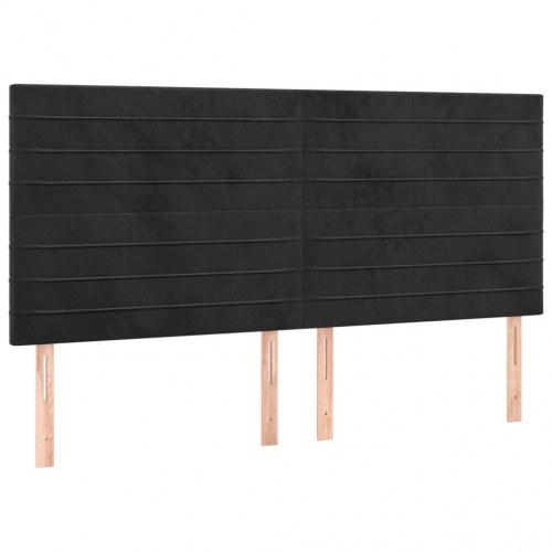 Kontinentalseng med LED-lys 180×200 cm - fløjl, sort