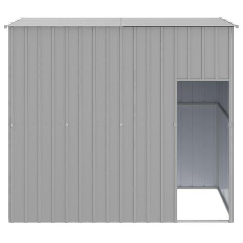 Hundehus med tag 214x153x181 cm galvaniseret stål lysegrå
