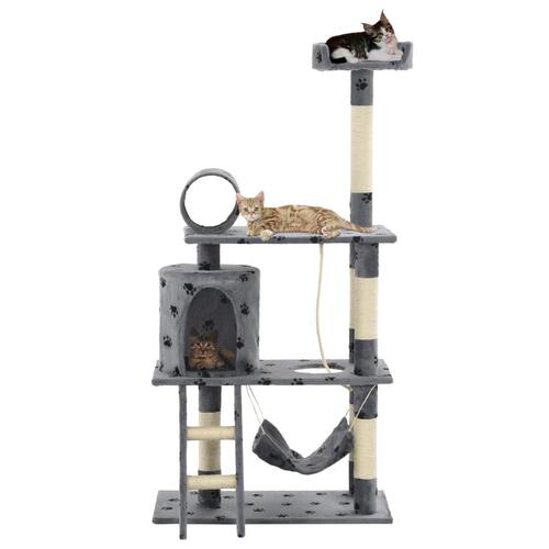 Kradsetræ til katte med sisal-kradsestolper 140 cm grå poteprint