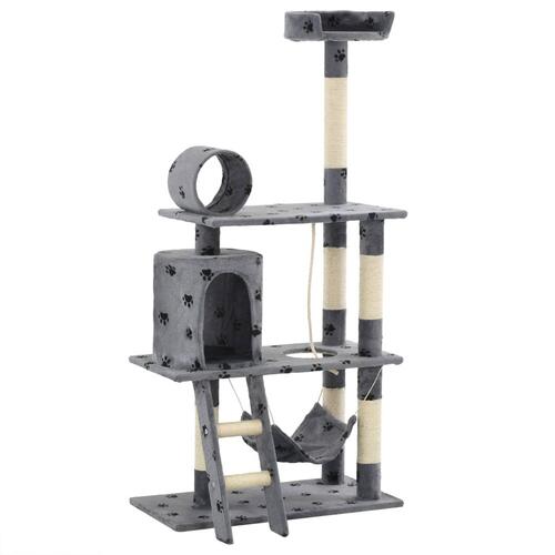 Kradsetræ til katte med sisal-kradsestolper 140 cm grå poteprint