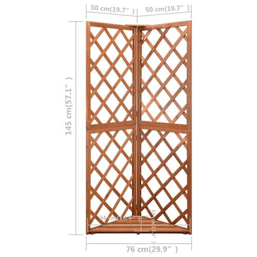 Espalier til hjørne 50x50x145 cm massivt grantræ