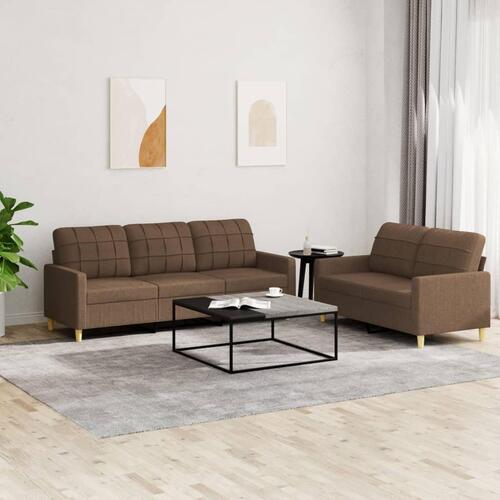 2 personers sofa med hynder stof brun