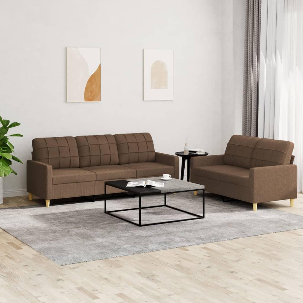 2 personers sofa med hynder stof brun