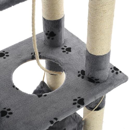 Kradsetræ til katte med sisal-kradsestolper 140 cm grå poteprint