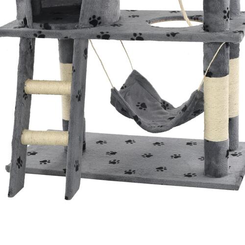 Kradsetræ til katte med sisal-kradsestolper 140 cm grå poteprint