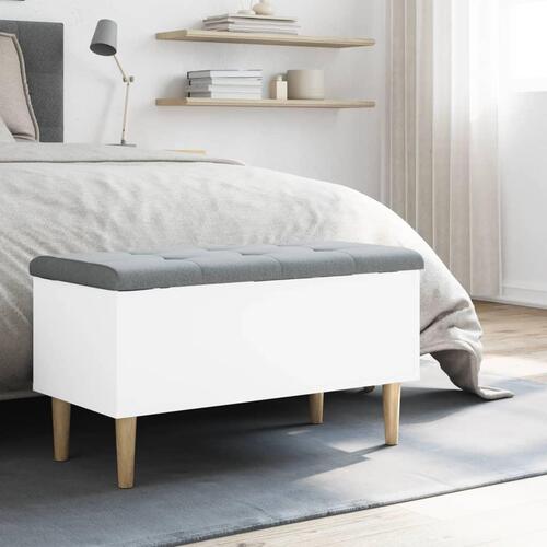 Opbevaringsbænk 82x42x46 cm konstrueret træ hvid