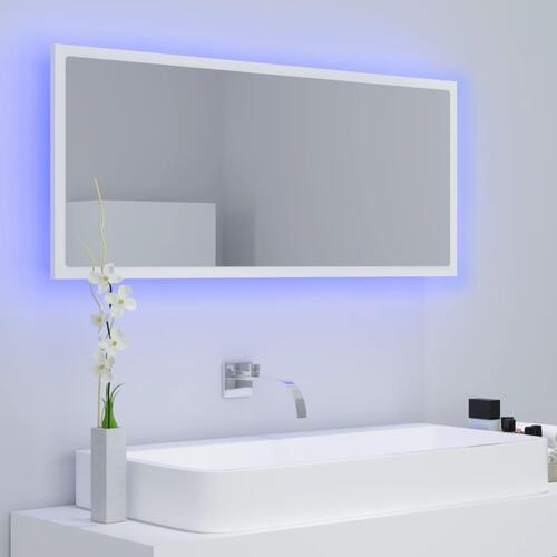 Badeværelsesspejl med LED-lys 100x8,5x37 cm akryl hvid
