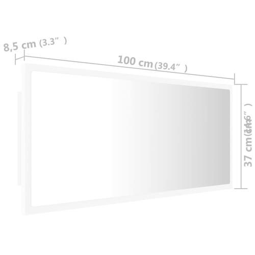 Badeværelsesspejl med LED-lys 100x8,5x37 cm akryl hvid