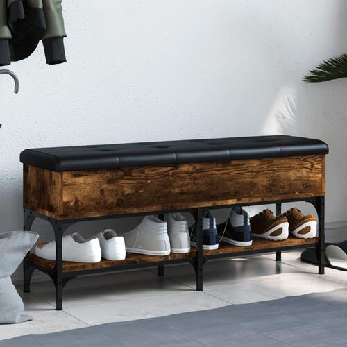 Skobænk 102x32x45 cm konstrueret træ røget egetræsfarve