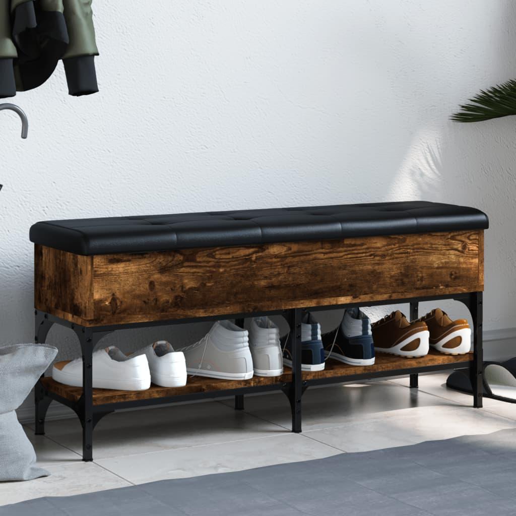 Skobænk 102x32x45 cm konstrueret træ røget egetræsfarve