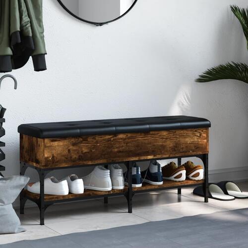 Skobænk 102x32x45 cm konstrueret træ røget egetræsfarve