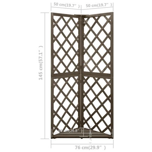 Espalier til hjørne 50x50x145 cm massivt grantræ grå
