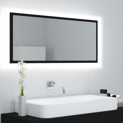 Badeværelsesspejl med LED-lys 100x8,5x37 cm akryl sort
