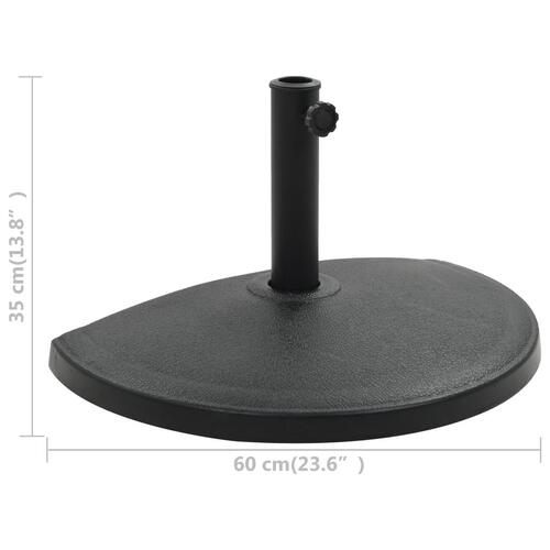 Parasolfod halvrund polyresin 15 kg sort