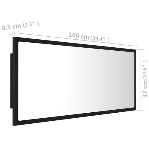 Badeværelsesspejl med LED-lys 100x8,5x37 cm akryl sort