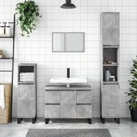 Badeværelsesskab 80x33x60 cm konstrueret træ betongrå