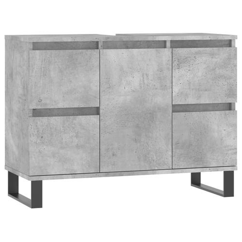 Badeværelsesskab 80x33x60 cm konstrueret træ betongrå