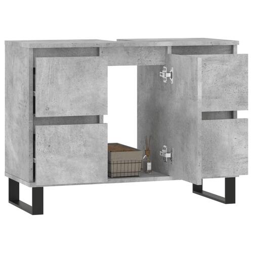 Badeværelsesskab 80x33x60 cm konstrueret træ betongrå