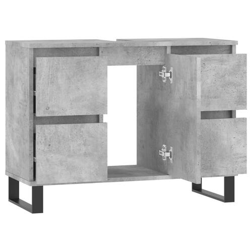 Badeværelsesskab 80x33x60 cm konstrueret træ betongrå
