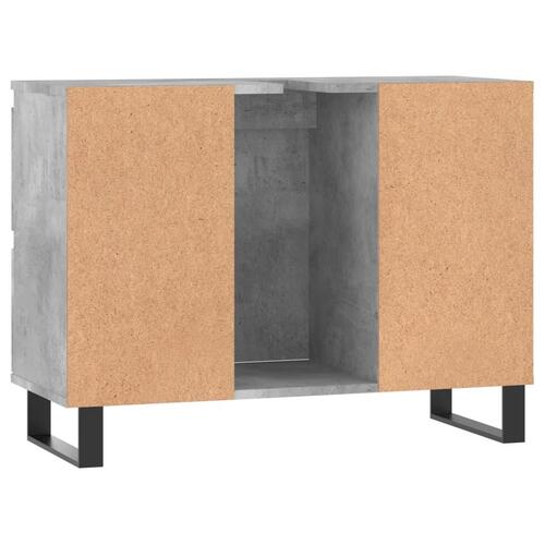 Badeværelsesskab 80x33x60 cm konstrueret træ betongrå