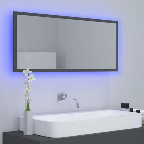 Badeværelsesspejl med LED-lys 100x8,5x37 cm akryl grå