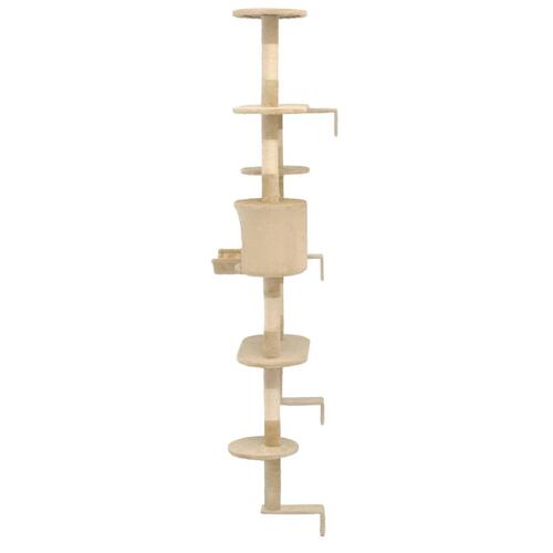 Kradsetræ med sisal-kradsestolper til katte vægmonteret 194 cm beige