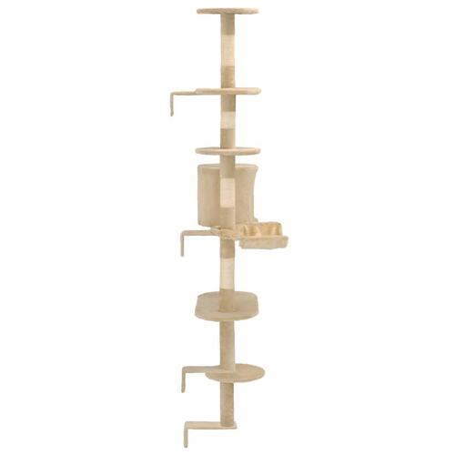 Kradsetræ med sisal-kradsestolper til katte vægmonteret 194 cm beige