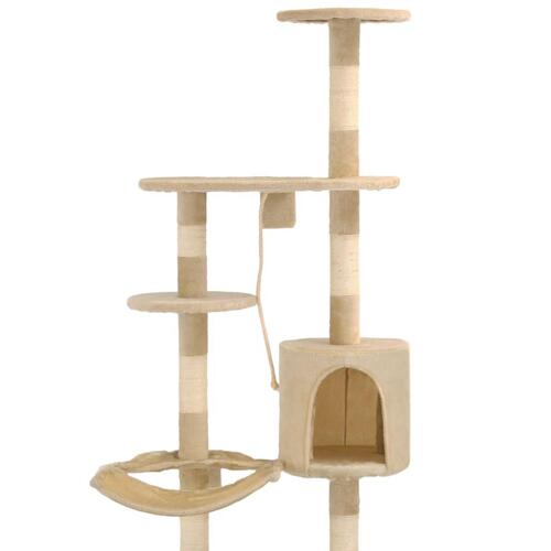 Kradsetræ med sisal-kradsestolper til katte vægmonteret 194 cm beige