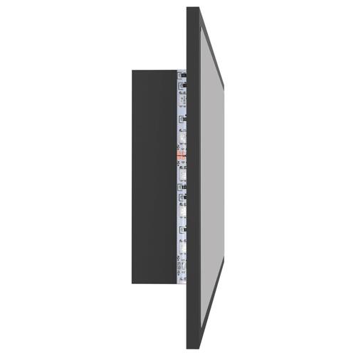 Badeværelsesspejl med LED-lys 100x8,5x37 cm akryl grå