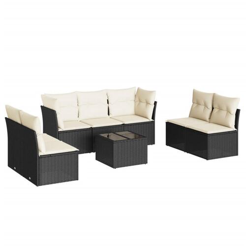 Sofasæt til haven 8 dele med hynder polyrattan sort
