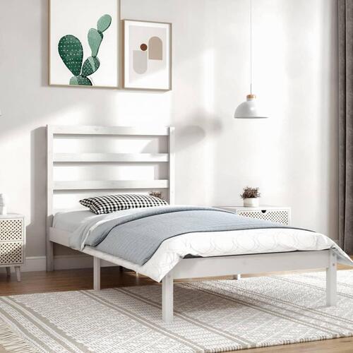Sengeramme uden madras 90x200 cm massivt fyrretræ hvid