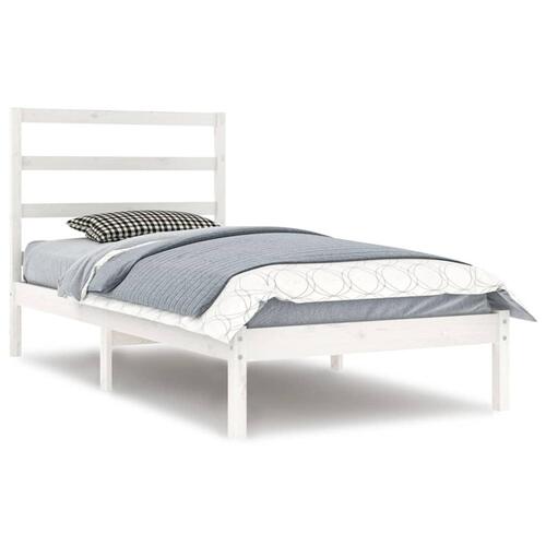 Sengeramme uden madras 90x200 cm massivt fyrretræ hvid